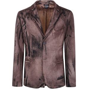 Avant Toi Men Felted Rever Jacket With Black Brush Strokes Effect